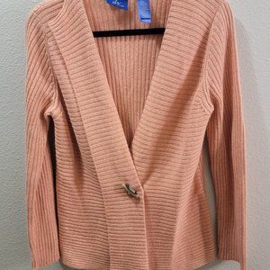JH Collectibles Peach Sparkly Cardigan with Botton Embellishment Size Medium